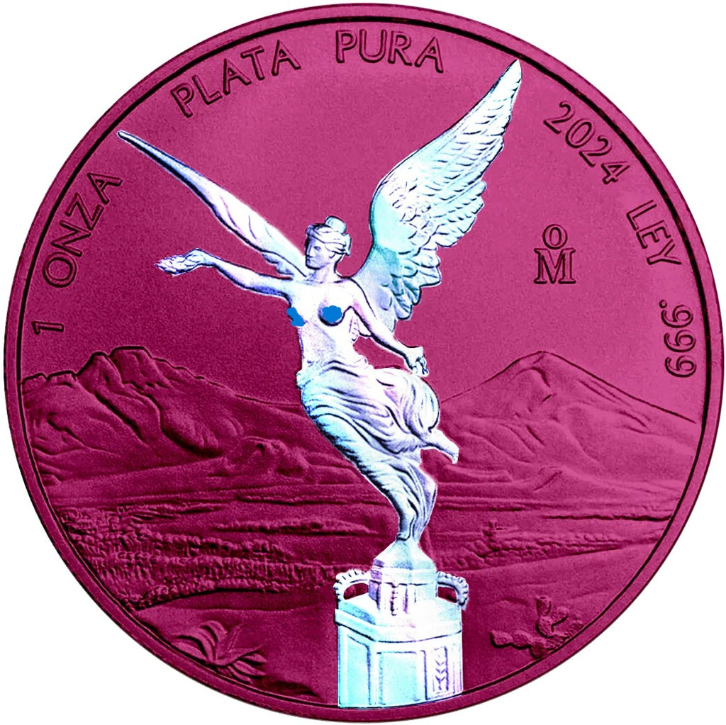 2024 Mexico Libertad Space Pink 1 oz Silver Colorized Hologram Coin