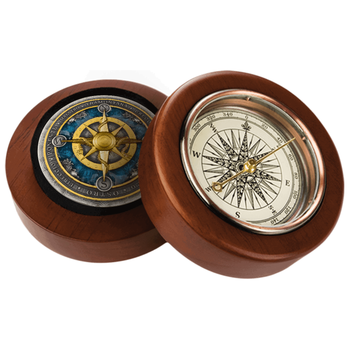 2026 Niue Compass Rose 2 oz Silver Antiqued Gilded Resin-Filled Coin